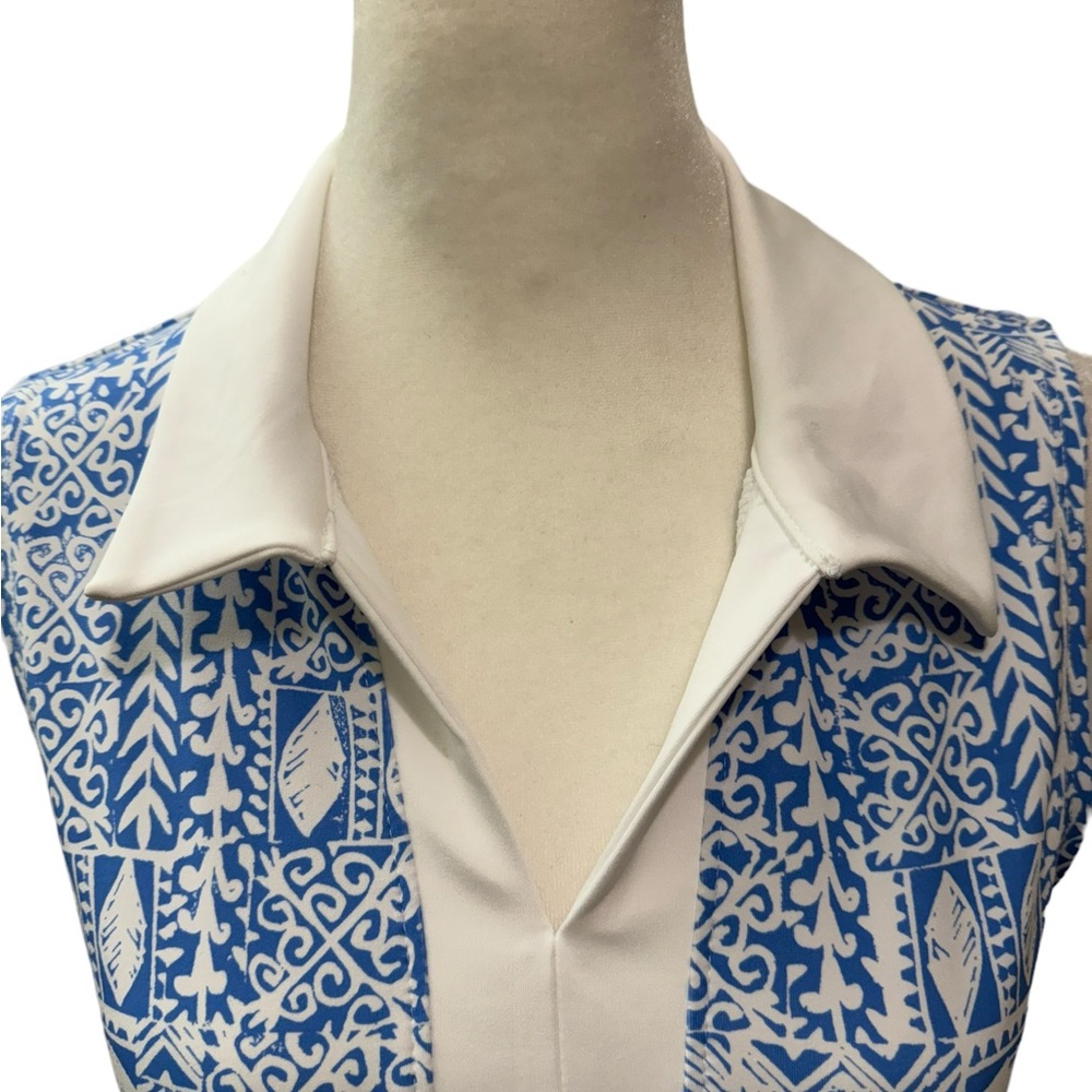 Sigrid Olsen Golf & Tennis V-Neck Sleeveless Dress - Blue & White. Size S. NWT - Picture 3 of 8